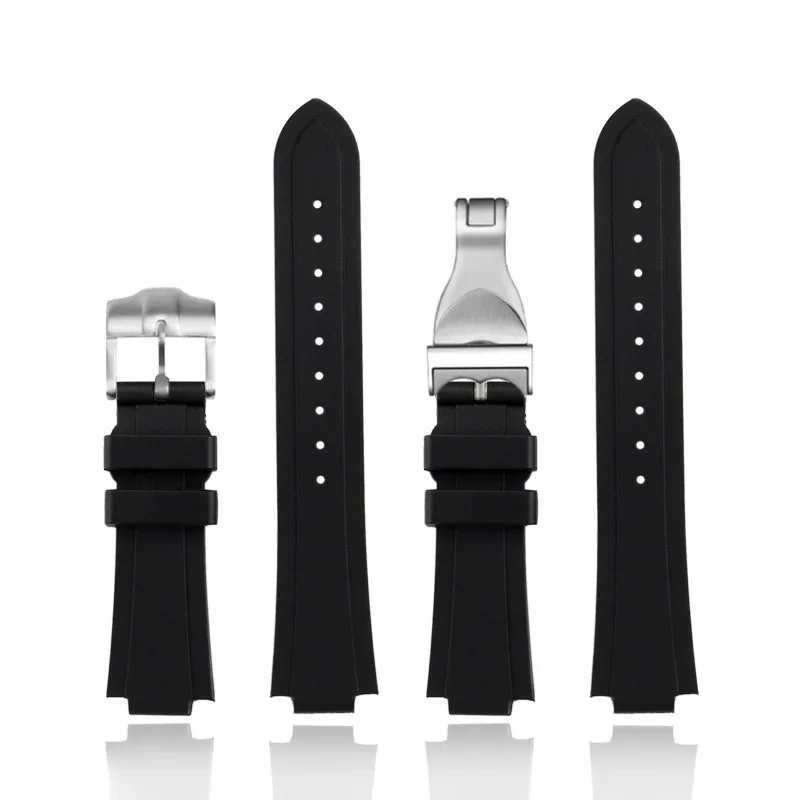Convex Interface Silicone Watch Strap For Tudor Pelagos Tomahawk Series 25500 25600 Waterproof Rubber Watch Band Soft Black