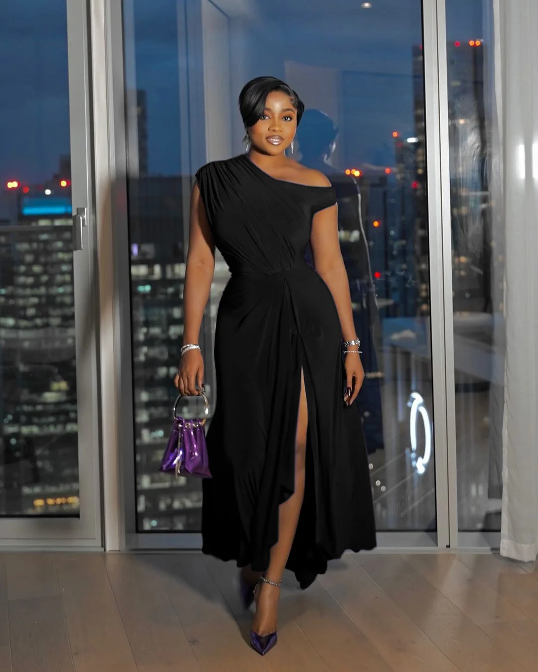 

Women's Dress New Solid Color Shoulder Sexy Tight Waist Dress Women's Summer Ropa Para Mujer