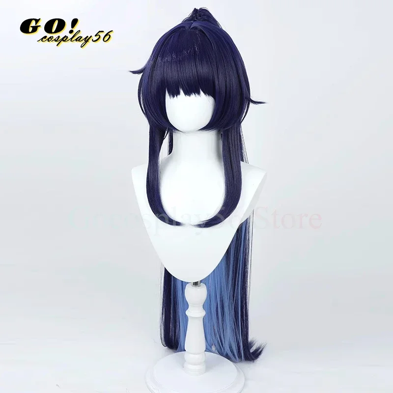 

Herrscher of Origin Raiden Mei Cosplay Wig Honkai Impact 3rd 100cm Long Straight Ponytail Blue Mixed Purple Hair Game Headwear