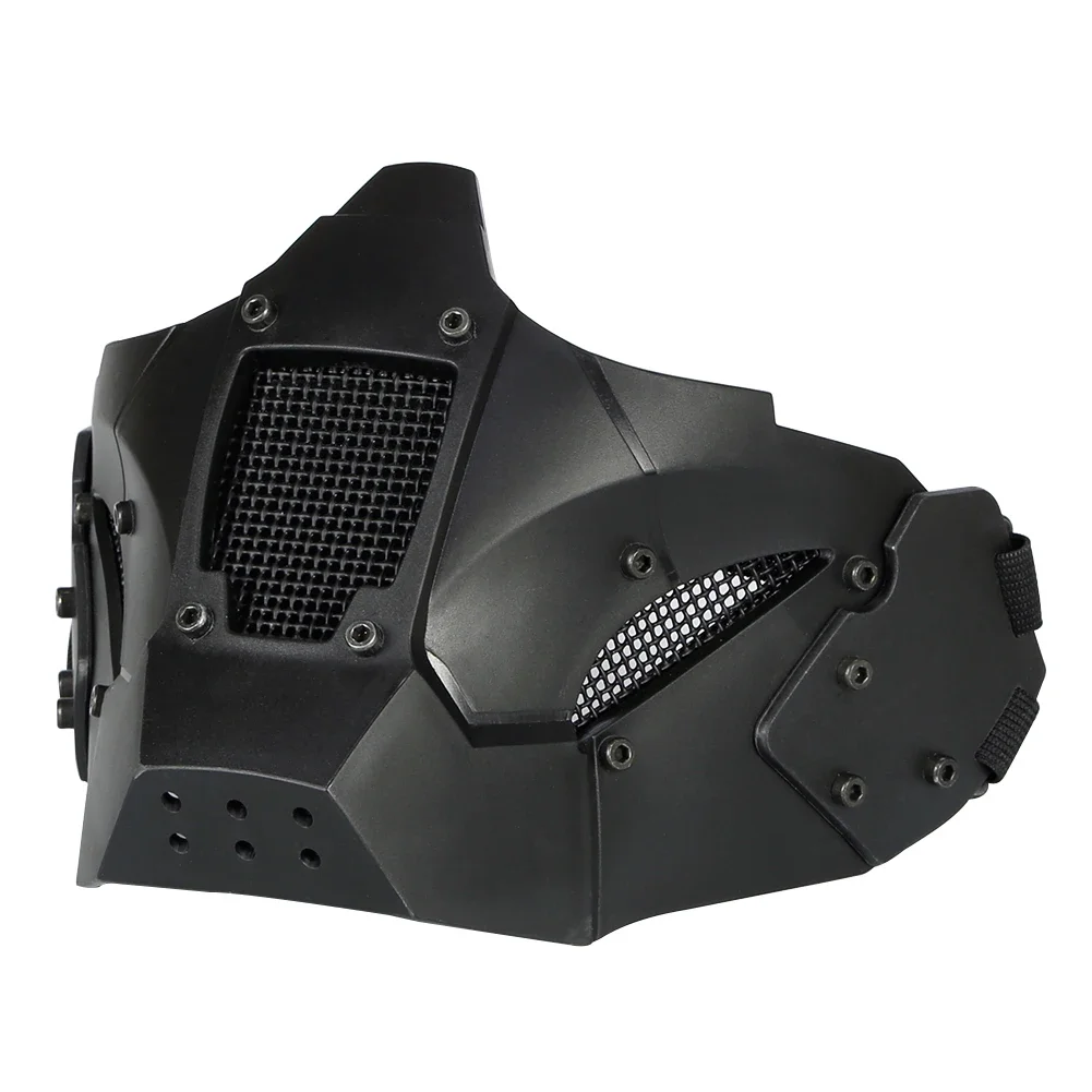 Tactical Protective Half Face Mesh Mask Fit Fast Helmet Rail Breathable for Hunting Paintball CS Game BB Gun Shooting