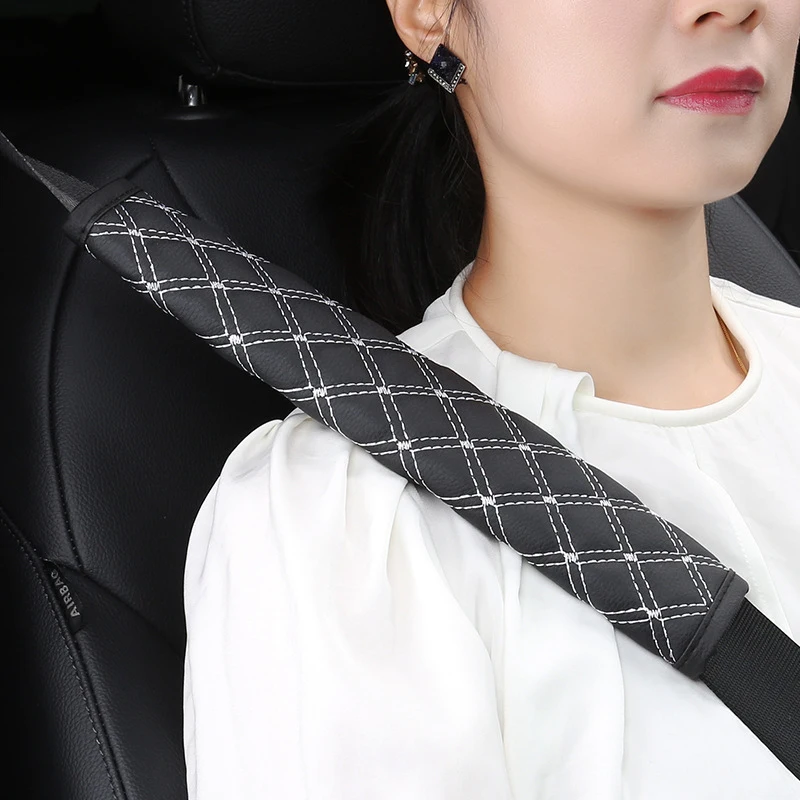 

1pc Premium Leather Car Seatbelt Shoulder Pad Soft Safety Belt Cover Protector Case Universal Car Interior Styling Accessory