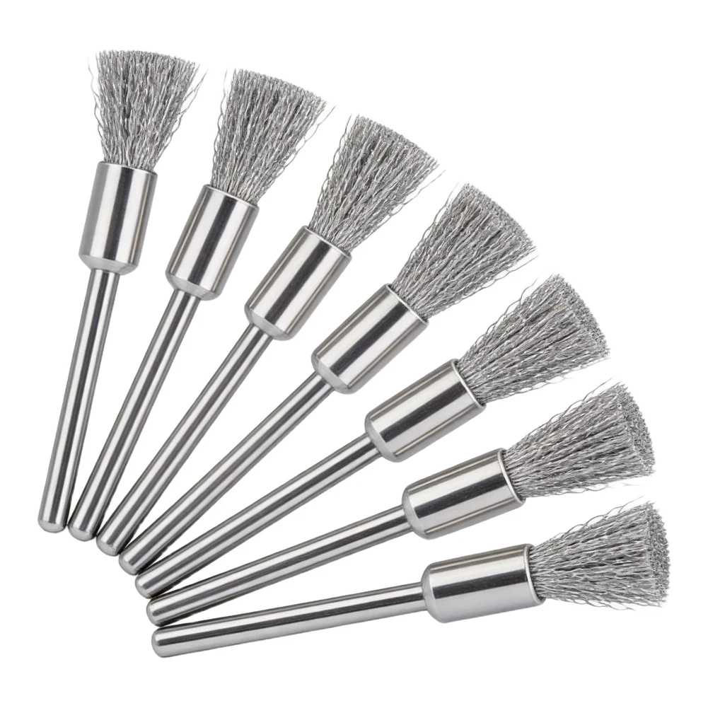 10Pcs/set 5x3mm Stainless Steel Wire Brush Wheel For Mold Grinder Electric Rotary Drill Polishing Tool