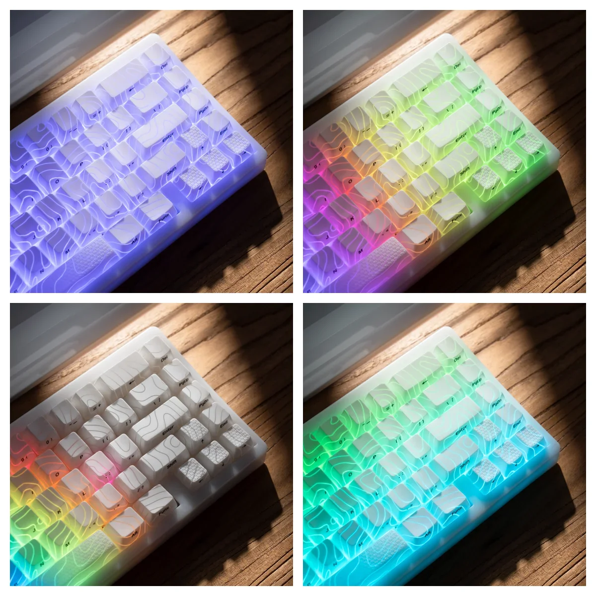 QBYI Topographic New Version Pattern Shine-Through OEM Profile IMD-Tech Keycap Set 118 keys