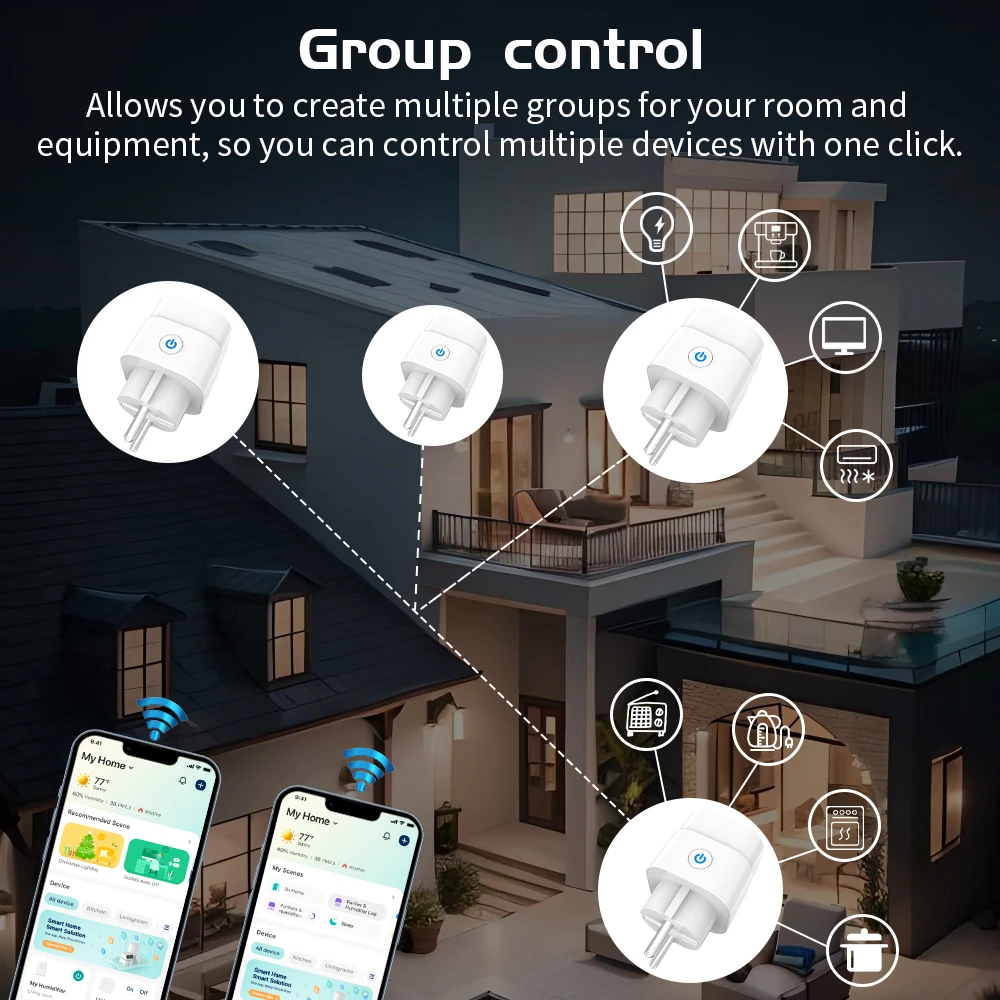 wifi smart socket european plug AI speaker voice control mobile APP remote control electric power metering