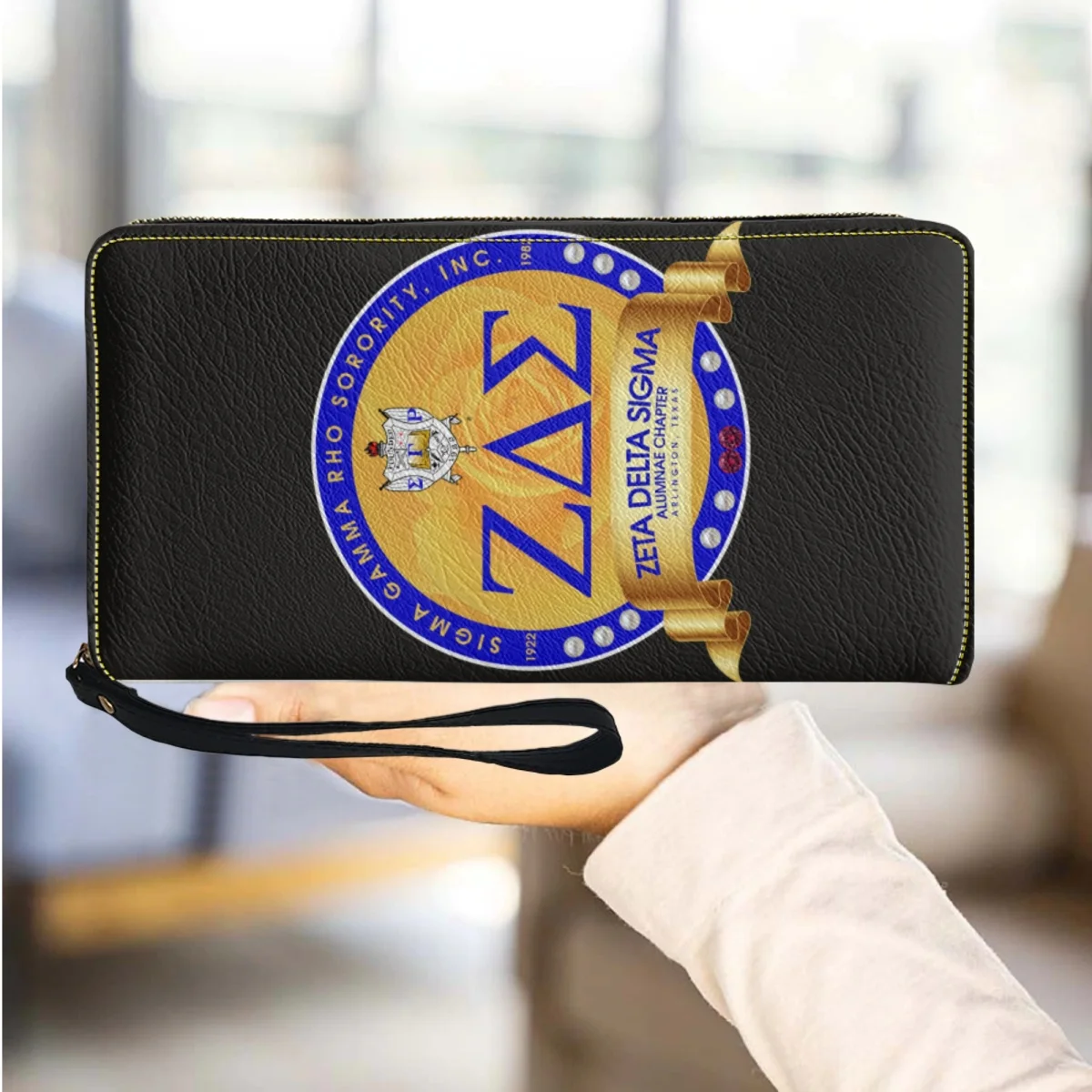 

Sigma Gamma Rho Printed PU Leather Wallet Women Commuter Fashion Handy Clutch Casual Long Coin Purse Card Holder Portfel Damski