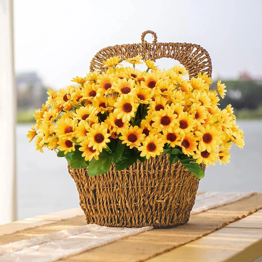

Artificial Flowers Silk Yellow Little Daisy Wedding Wreath Bridal Bouquet Home Room Vase Yard Table Diy Gift Box Scrapbook Decor