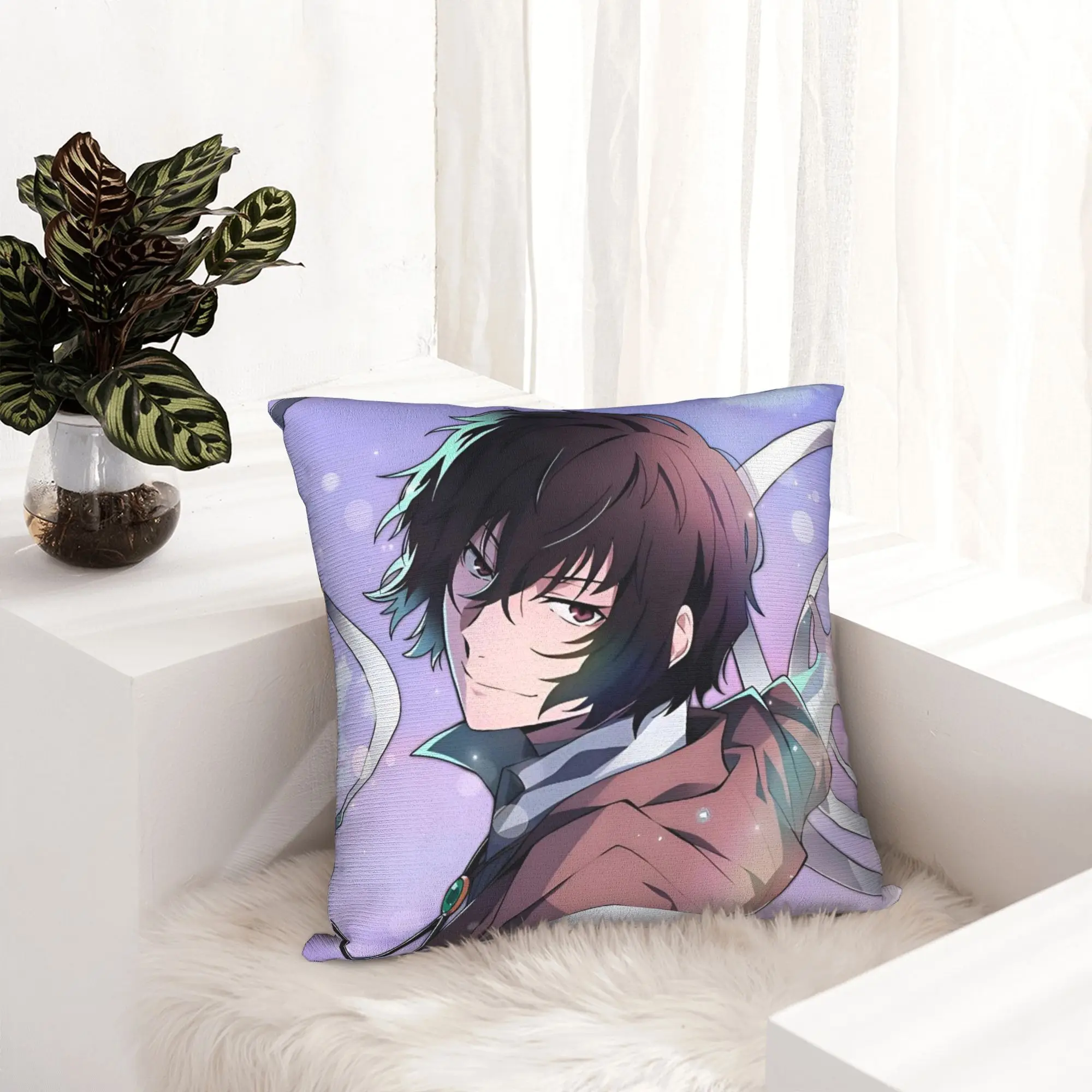 Dazai Bungo Stray Dogs Pillowcase Printed Polyester Cushion Cover Decorations  Throw Pillow Case Cover Home Dropshipping 18''
