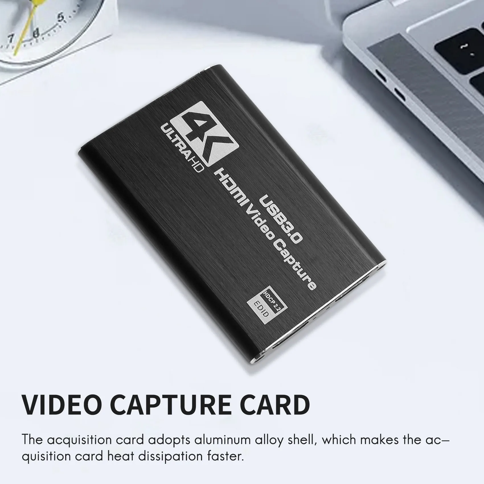 Audio Video Capture Card, 4K USB 3.0 Capture Adapter Video Converter voor Gaming Streaming Live Broadcast Video-opname