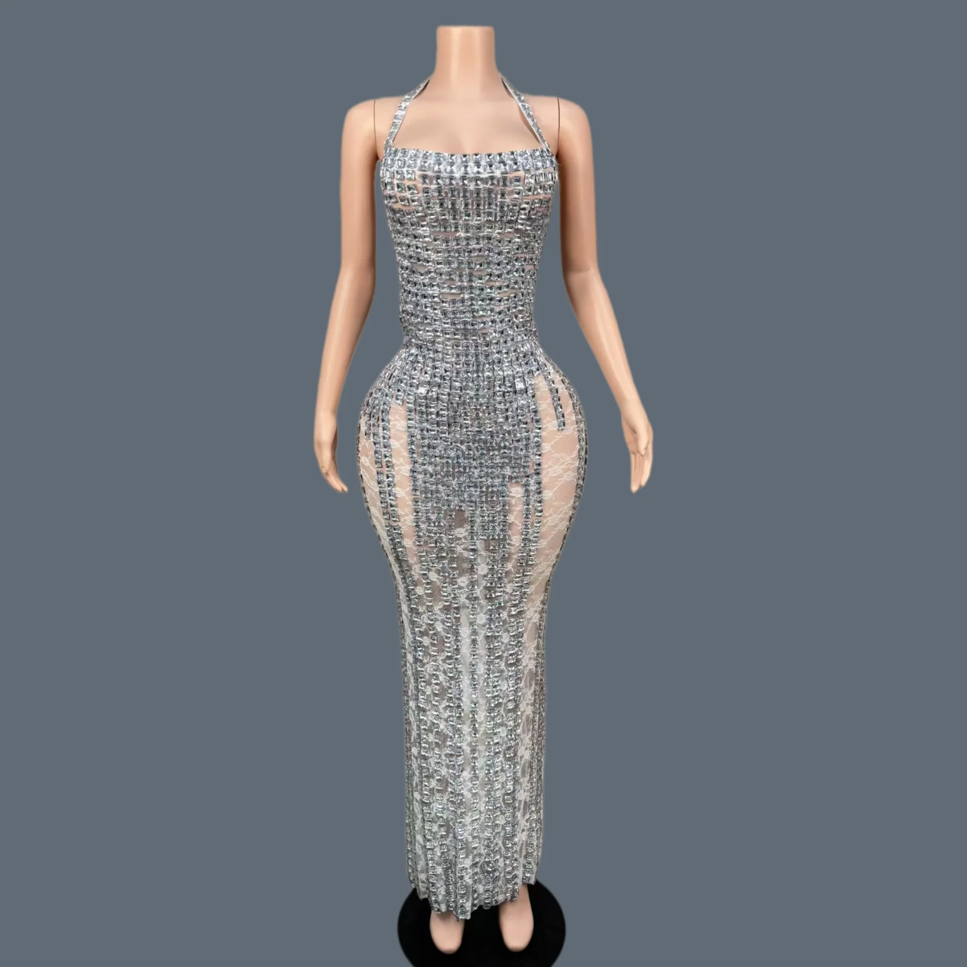 

Fashion Sparkly Rhinestone Luxury Evening Gown Women Party Prom Dress Gala Prom Red Carpet Formal Sexy Slip Long Dress Bingmian