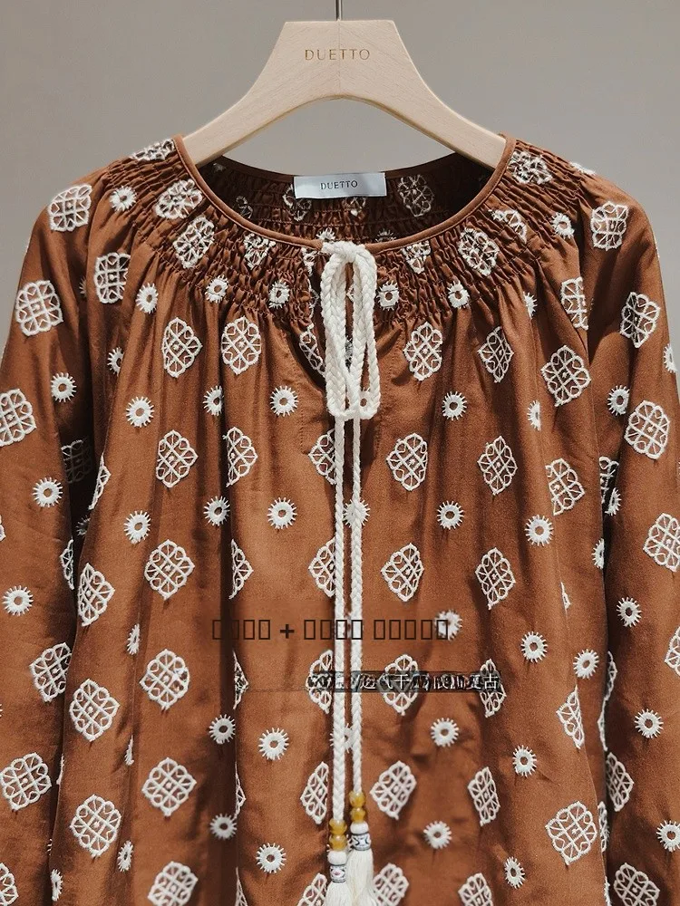 

Комплект Duetto Nice Holiday: романтический вышитый топ и шорты, женский модный летний наряд с длинным рукавом и круглым вырезом