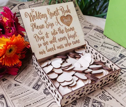 Beetle Wedding Guest Book Alternatives Bugs Drop Top Wooden Hearts Personalized Vintage  Camper Anniversary Party image 4