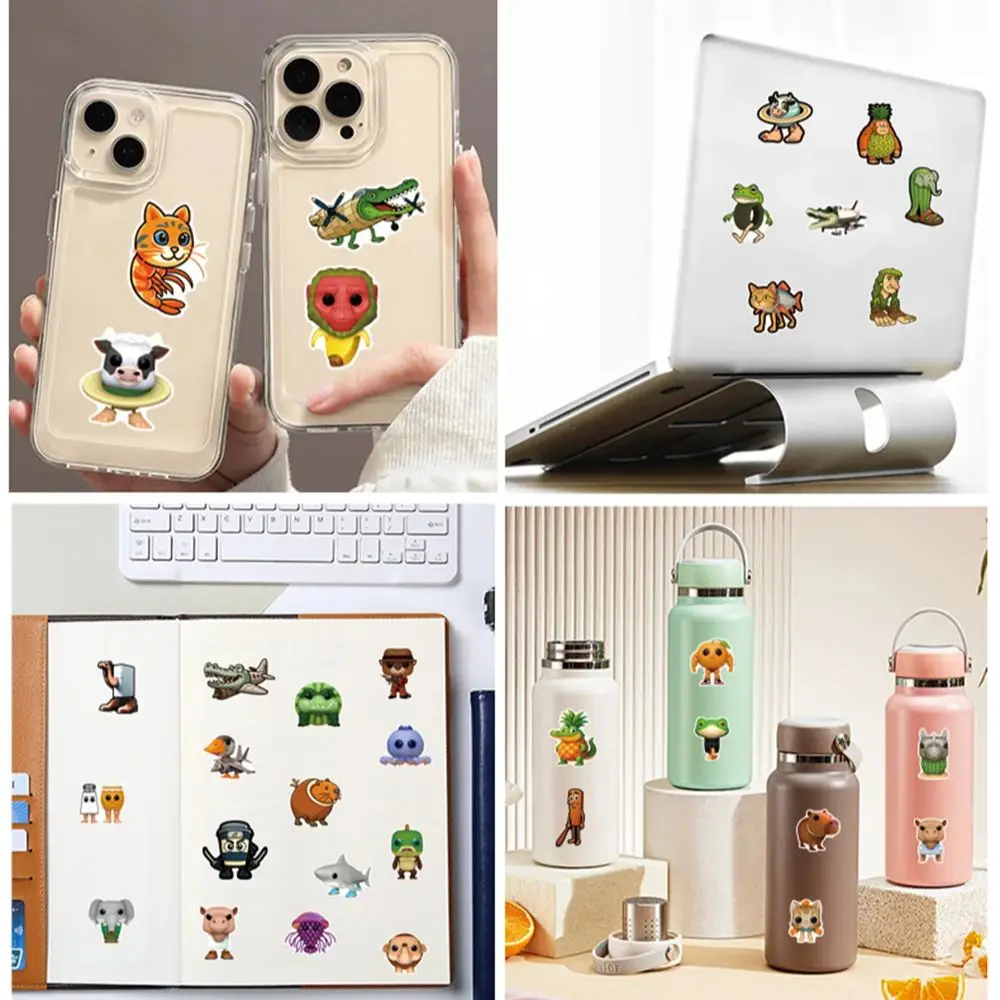 55Pcs AI Abstract Brainrot Abstract Cartoon Stickers Tung Tung Tung Sahur Funny Animal Graffiti Decals Kids DIY Sticker