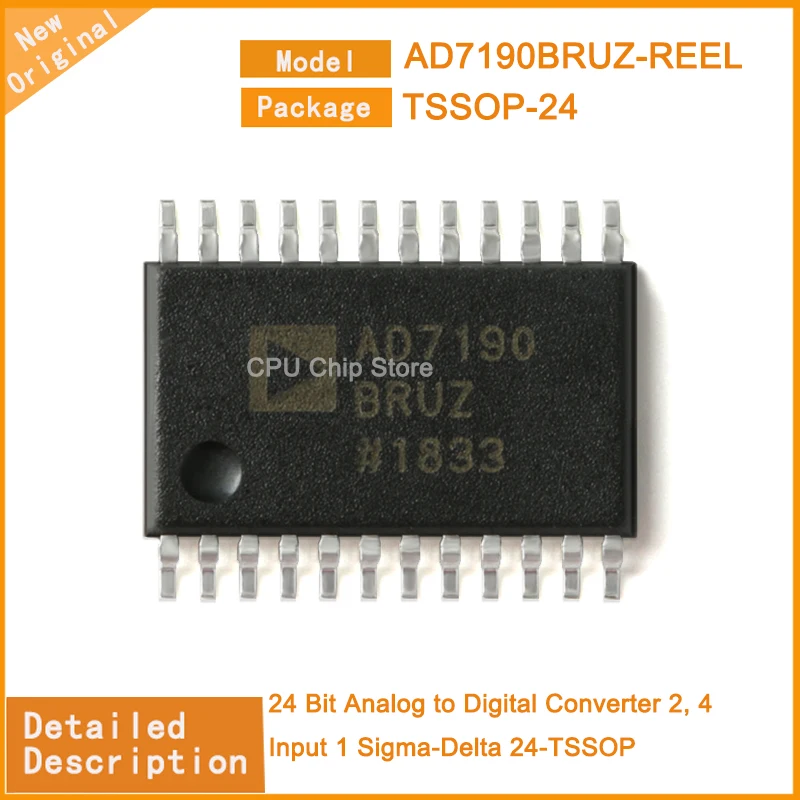 

5Pcs/Lot New Original AD7190BRUZ-REEL AD7190BRUZ 24 Bit Analog to Digital Converter 2, 4 Input 1 Sigma-Delta 24-TSSOP