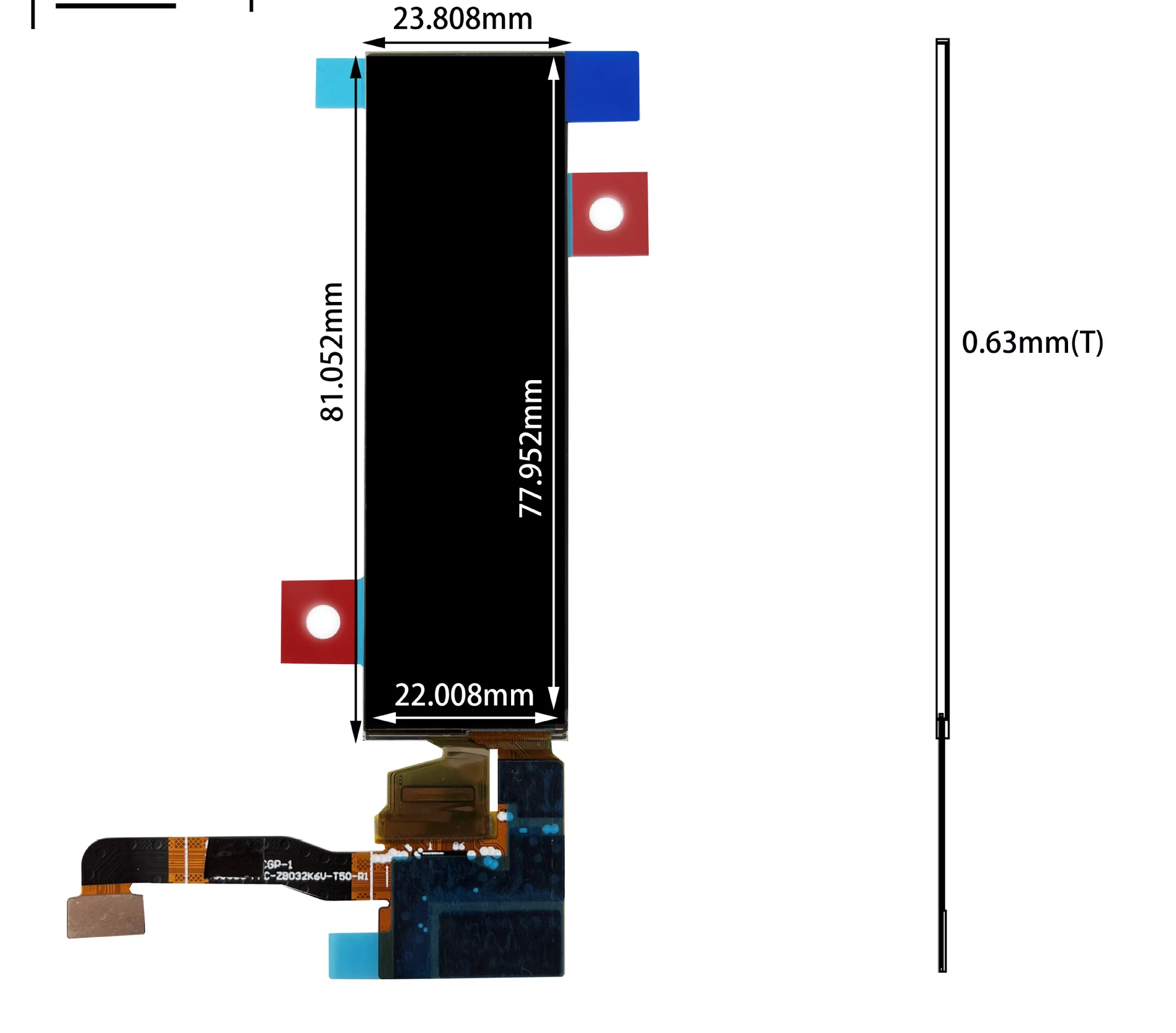 3.19 inch 262 * 928 AMOLED strip screen IPS full viewing angle high color gamut 500 bright smart door lock small home appliance