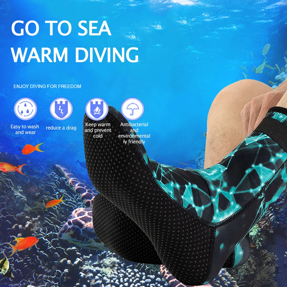 Snorkeling Spearfishing Socks Unisex Winter Warm Beach Fin Sock Neoprene Anti Slip Wearable Portable Lightweight for Water Sport