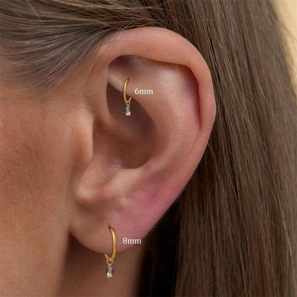 CANNER 1 Stück Sommer Natürlicher Wassergras-Achat Pferdeauge 925 Sterling Silber Flachkopf Piercing Ohrstecker für Damen INS Ohrring – Detail 30