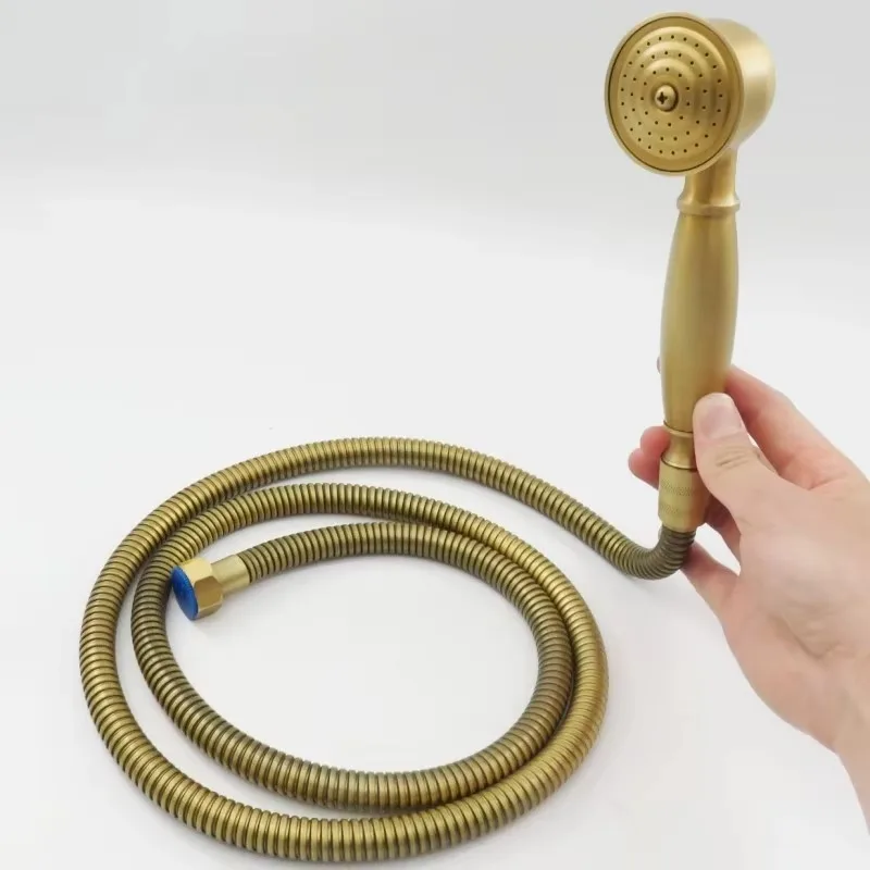 Brass Handheld Showerhead with 59inch Hose Gold Finish - Antique Shower Head Replacement