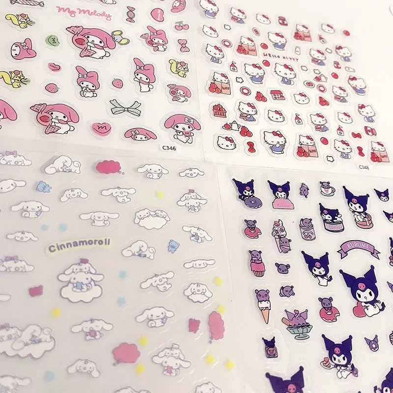 Sanrio Stickers Kuromi Anime Cartoon Kawaii Transparent Cute Creative Decoration Diy Hand Account Material Waterproof Sticker