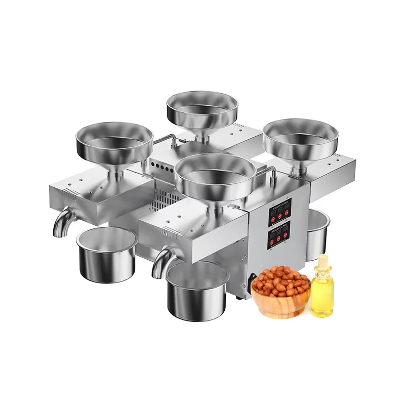 Four-Head Full Intelligent Control Stainless Steel Commercial Small Medium Multi-Function Oil Press 40-300 Degrees
