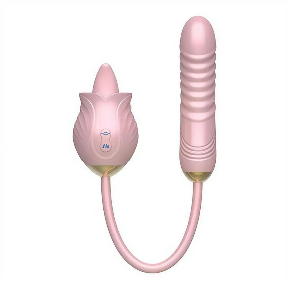 Rose-Tongue Licking Vibrator Sex Toys Telescopic Dildo Vibrator for Women 3in1 G Spot Anal Vibrators Stimulator Female Adult Toy