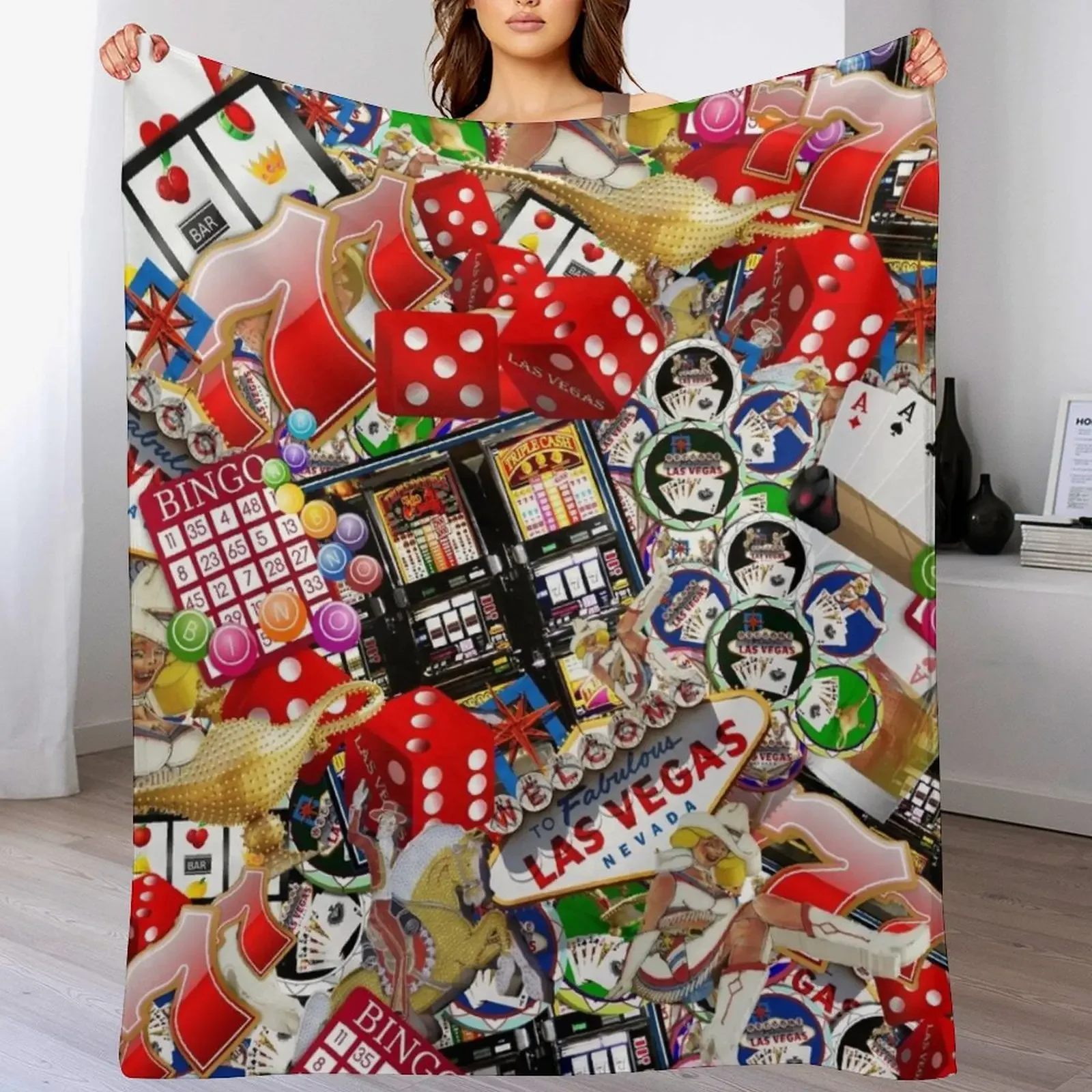 

Gamblers Delight - Las Vegas Icons Throw Blanket Baby Soft Plush Plaid valentine gift ideas Bed Blankets
