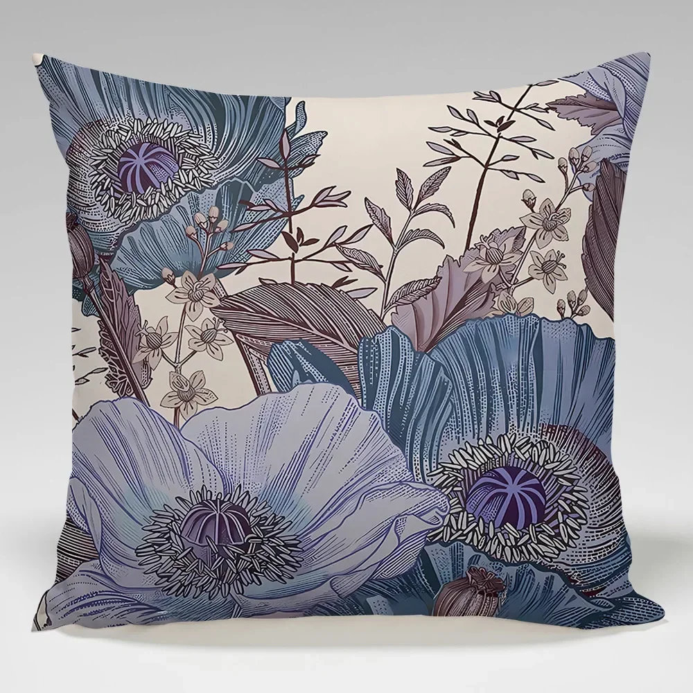 Graceful Vintage Flowers Print  Art Cushions Case Soft Thick Plush Floral Pillow Case Livingroom Sofa Couch Chair Throw Pillows