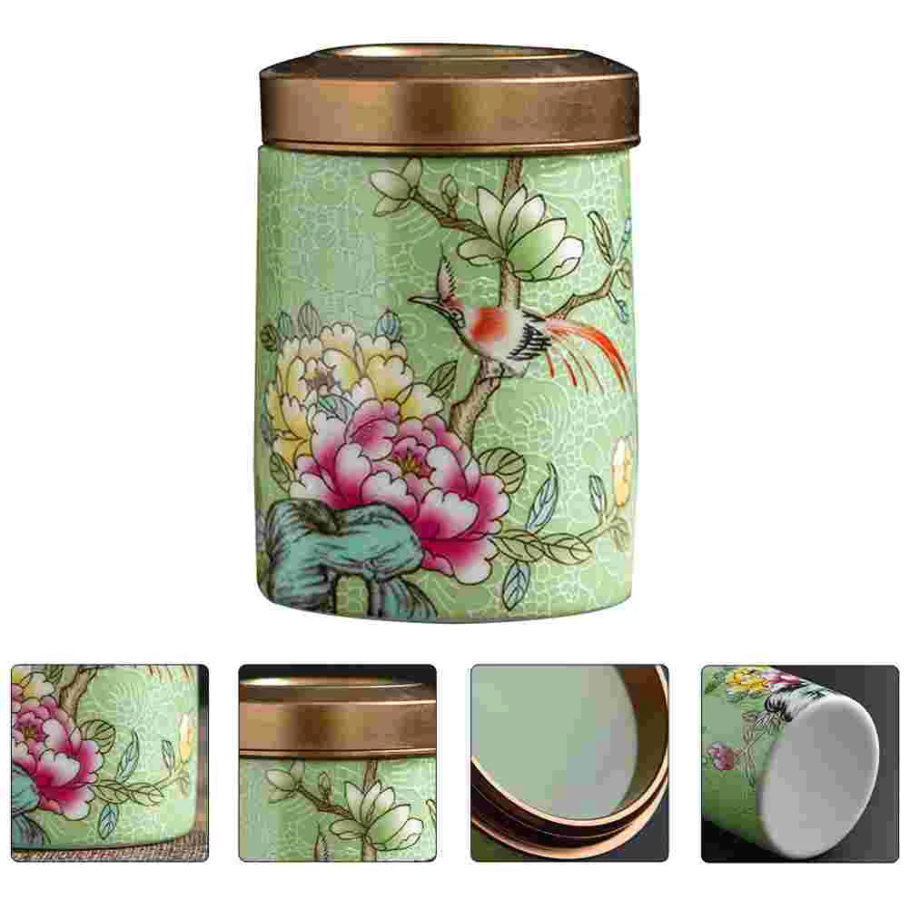Enamel Tea Easy to Clean Canister Ceramic Holder Reusable Jar Food Storage Sealing Ceramics Container Decorative Portable