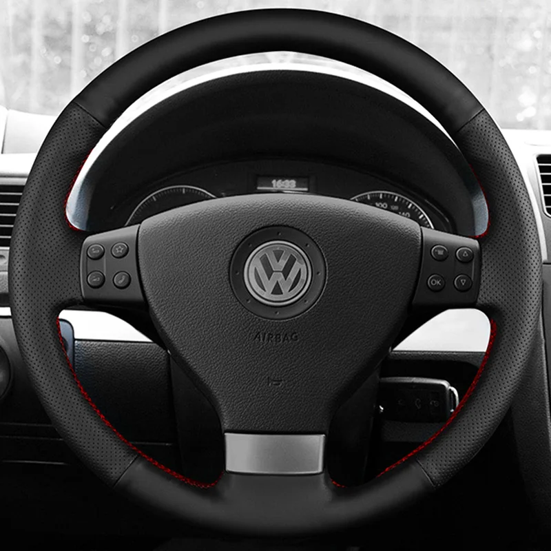 DIY Car Steering Wheel Cover For Volkswagen Golf 5 Mk5 VW Passat B6 Jetta 5 Mk5 Tiguan 2007-2011 Original Steering Wheel Braid