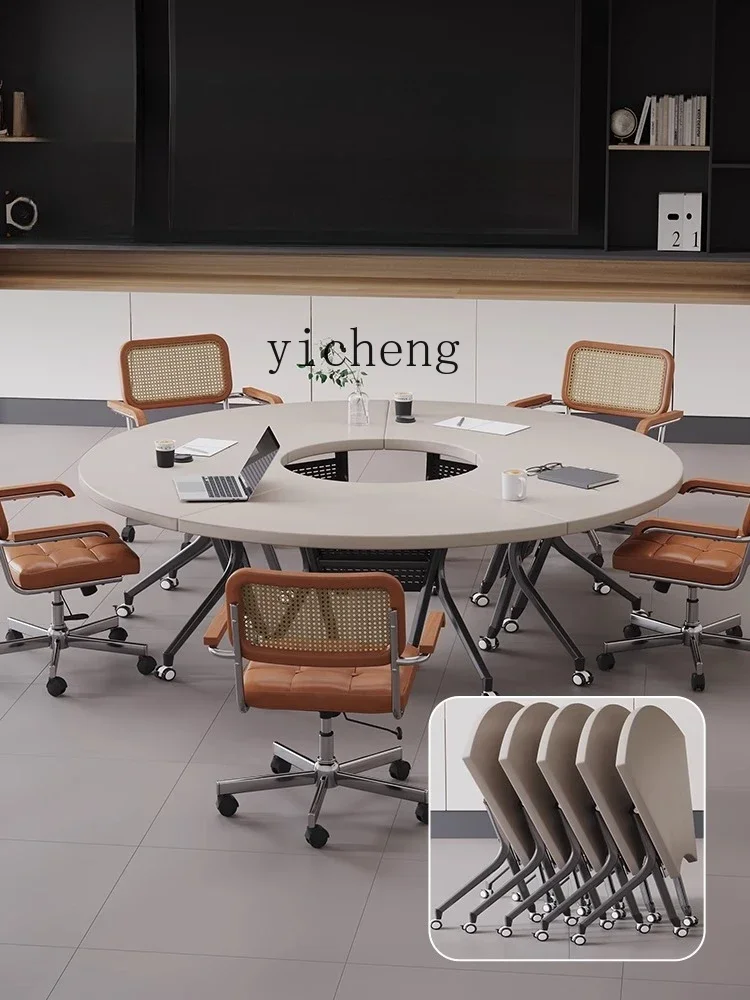 L28 Solid Wood Simple Modern Business Meeting Training Table Set Free Splicing Folding Negotiation Table