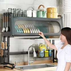 Over Sink Dish Drying Rack 3 Tier Large Metal Dish Rack Over Counter Dish Rack for Kitchen Sink Shelf Multifunctional