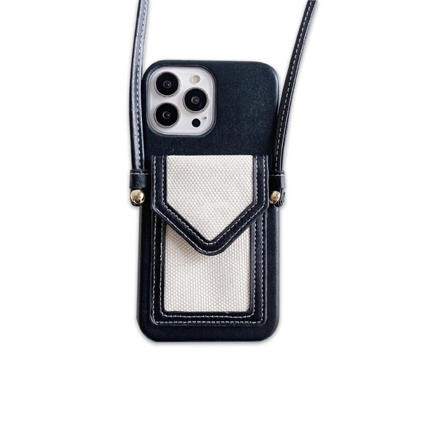 

Crossbody Lanyard Phone Case For Iphone 17 16 15 14 13 12 11 Pro Max Plus 16Pro Leather Phone Case Hard Cover Card Pocket Shell