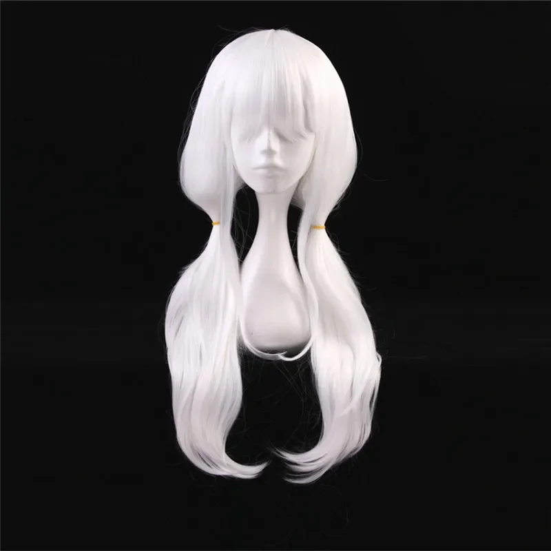 Danganronpa V3 Angie Yonaga Anjii Anime Cosplay Wig Heat Resistant Wigs 70cm White Wavy Long Synthetic Hair For Women + Wig Cap