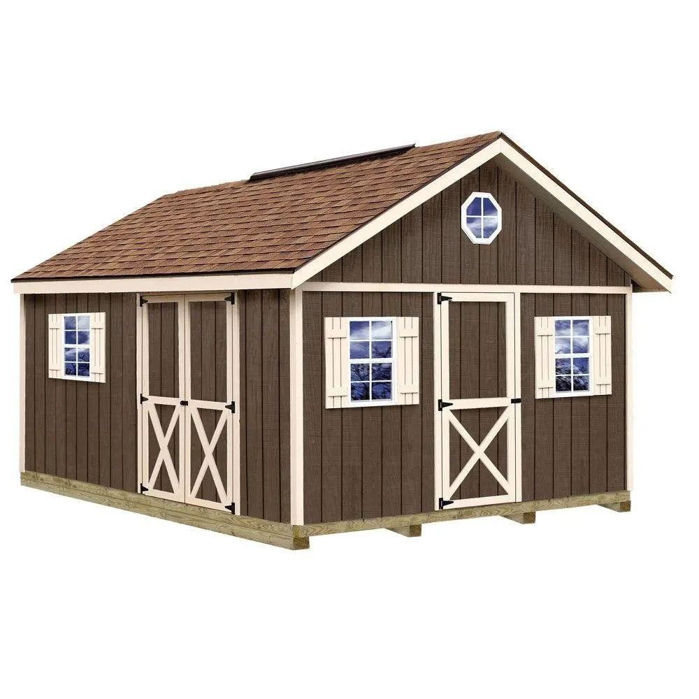 12x16 ft Wood Storage Shed Kit with Floor & 4x4 Runners, Outdoor Garden Tool House Building, Customized