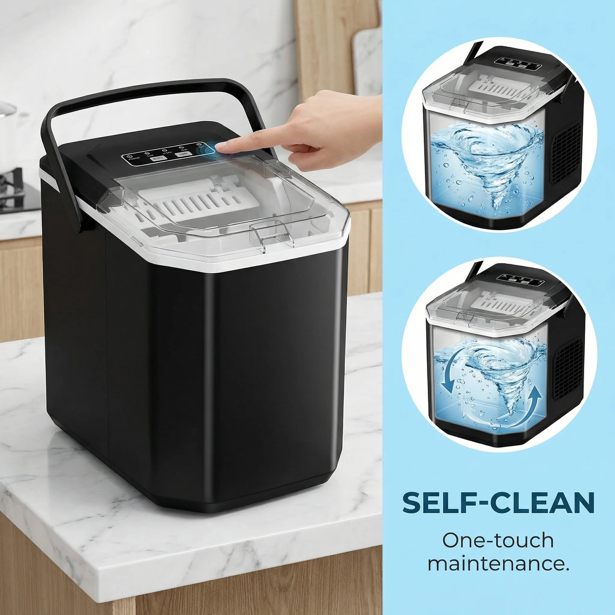 ハンドル付き卓上製氷機、24時間で26ポンド、6分で9個の氷 - Ice Pick Pick のレビューと価格