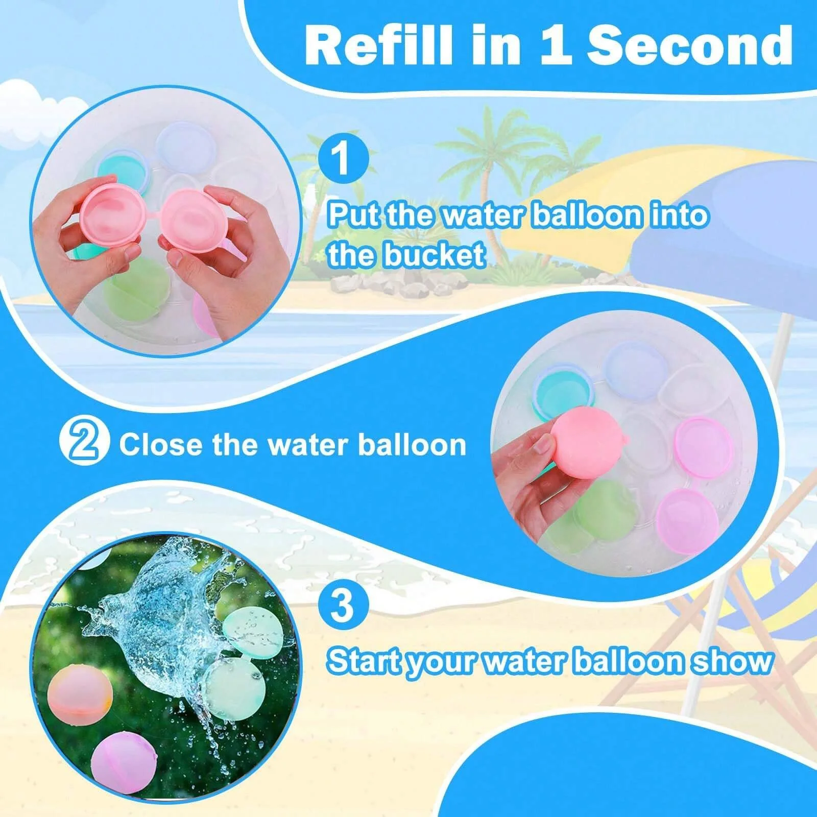 6/12/24Pcs Reusable Water Balloons Soft Silicone Water Bomb Quick-Fill Water Balls Summer Pool Beach Party Fun Game Water Toy