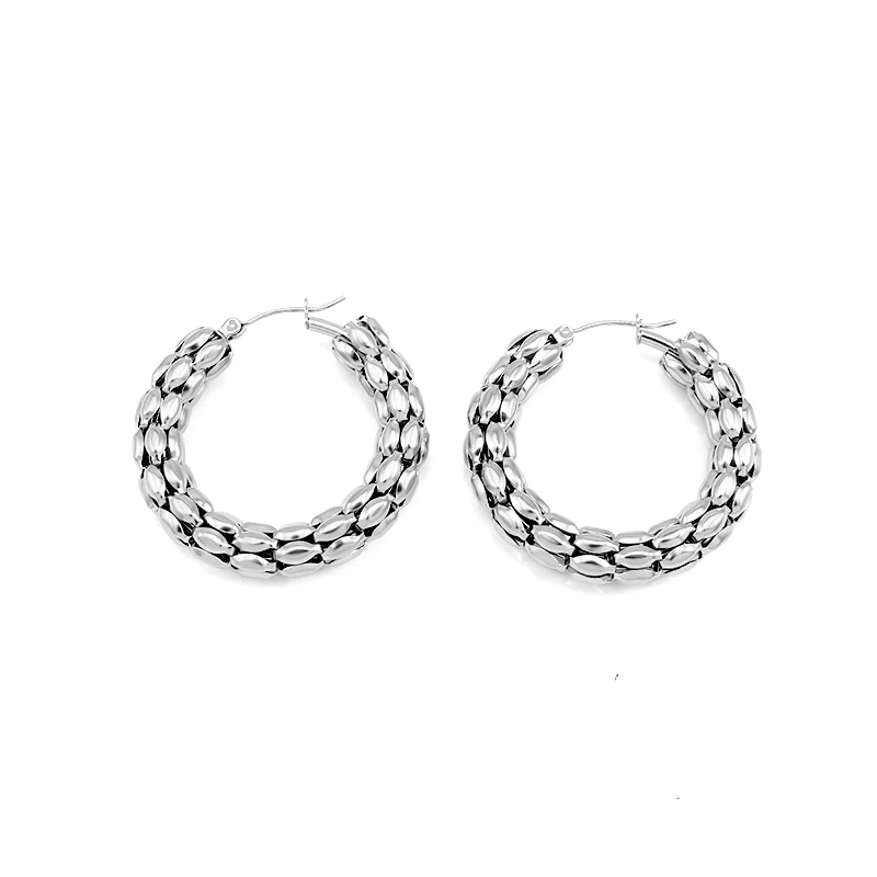 Waterproof Corn Hollow 18K Gold Plated Stainless Steel Jewelry Hollow Pattern Circle Big Hoop Earrings