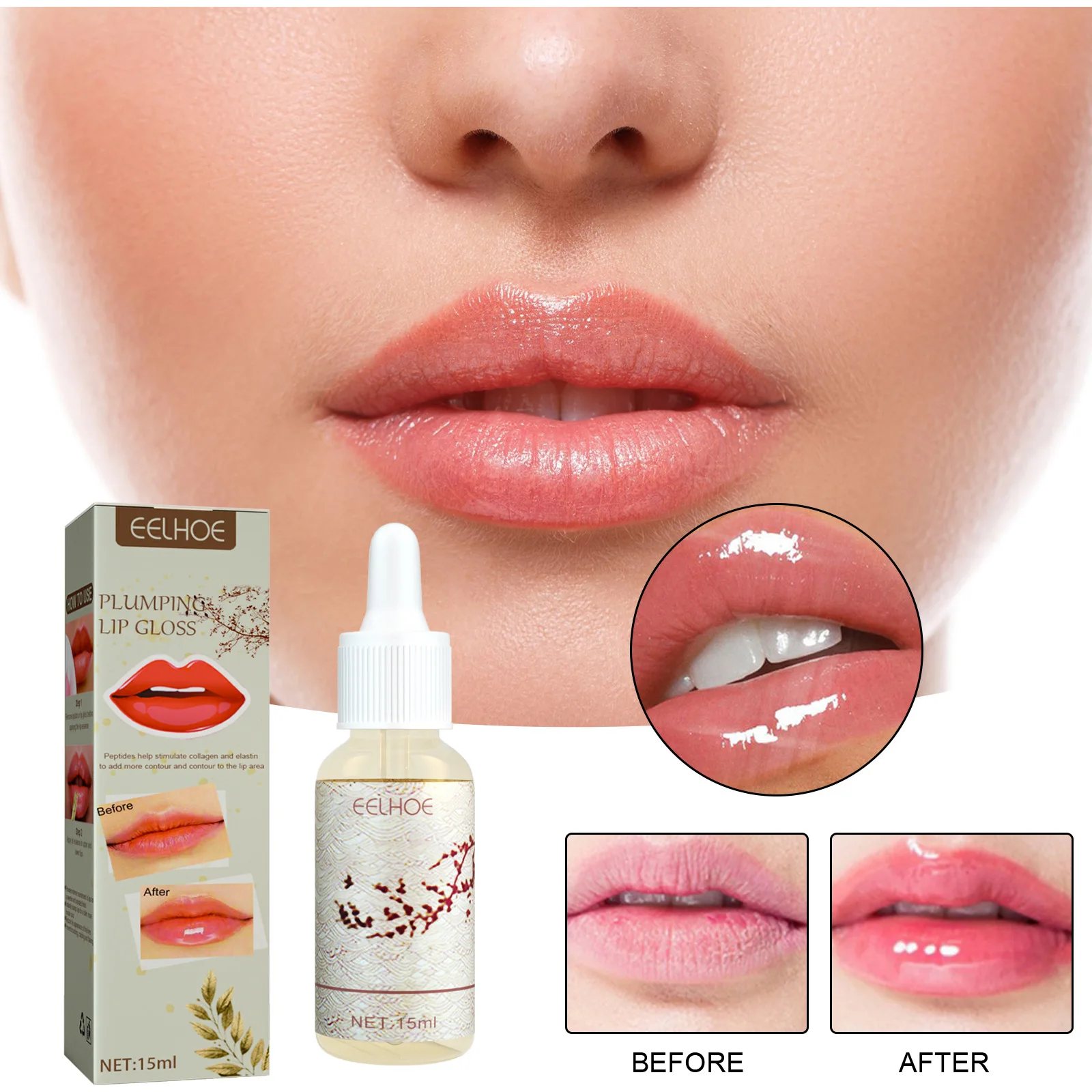 15ml Instant Volumising Lips Serum Plumper Repairing Reduce Fine Lines Fuller Filler Bigger Pulp Lips Moisturizing Care Essence