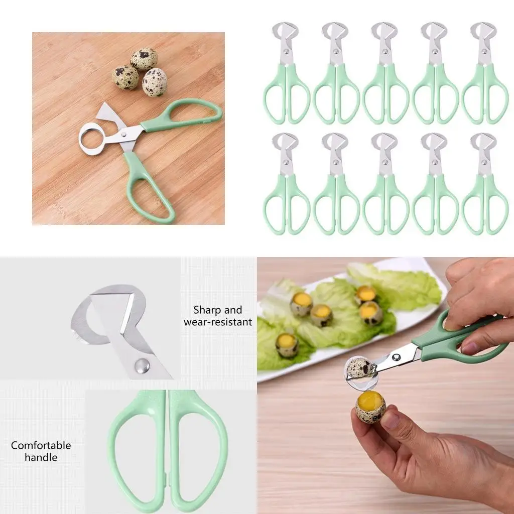 

10Pcs Stainless Steel Quail Egg Cutter Scissors for Pigeon Bird Quail Egg Cutter Opener Cracker Kitchen Clipper Tool