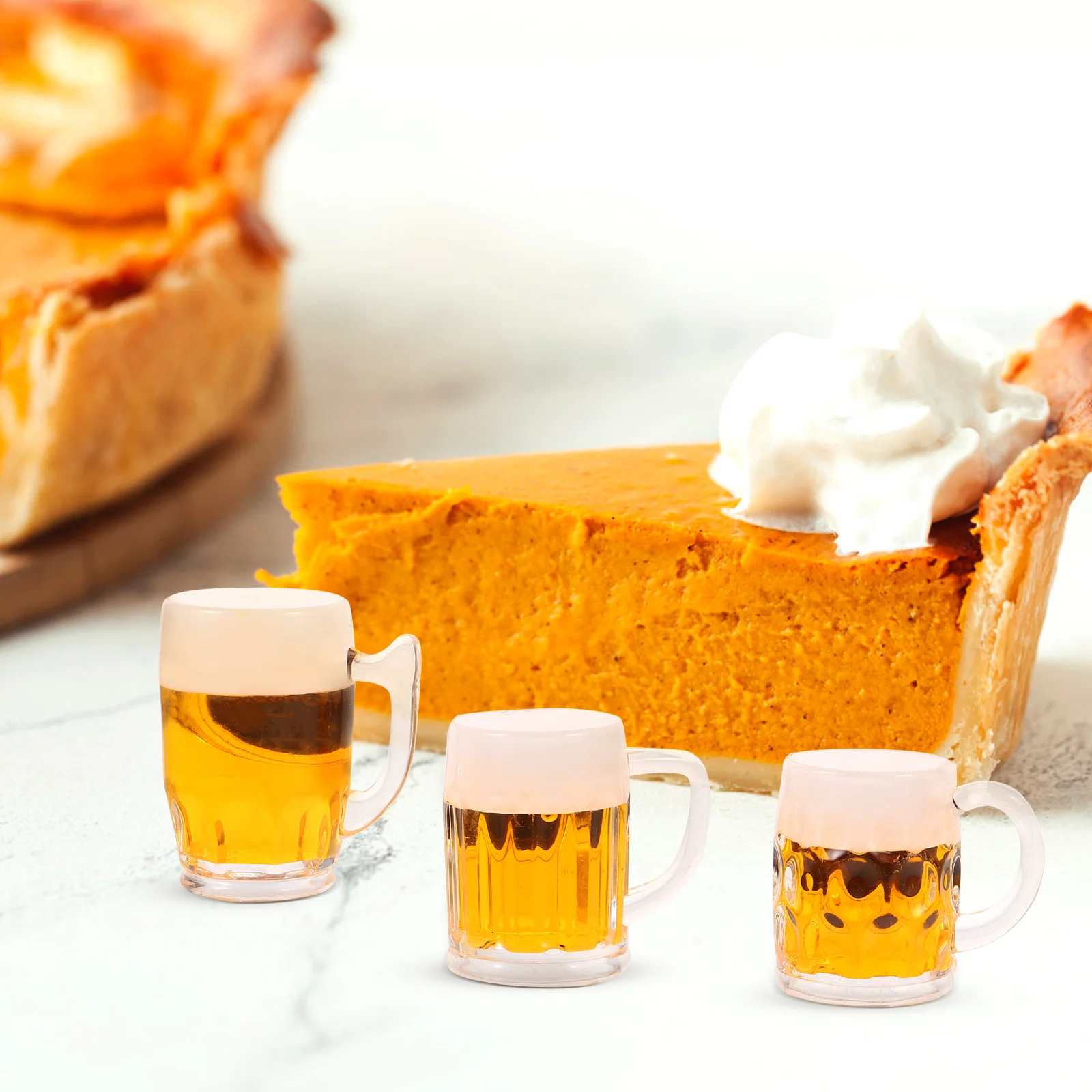 

3 Pcs Simulated Beer Ornaments Small Plastic Mugs Miniature Cups Artificial Dollhouse Glass