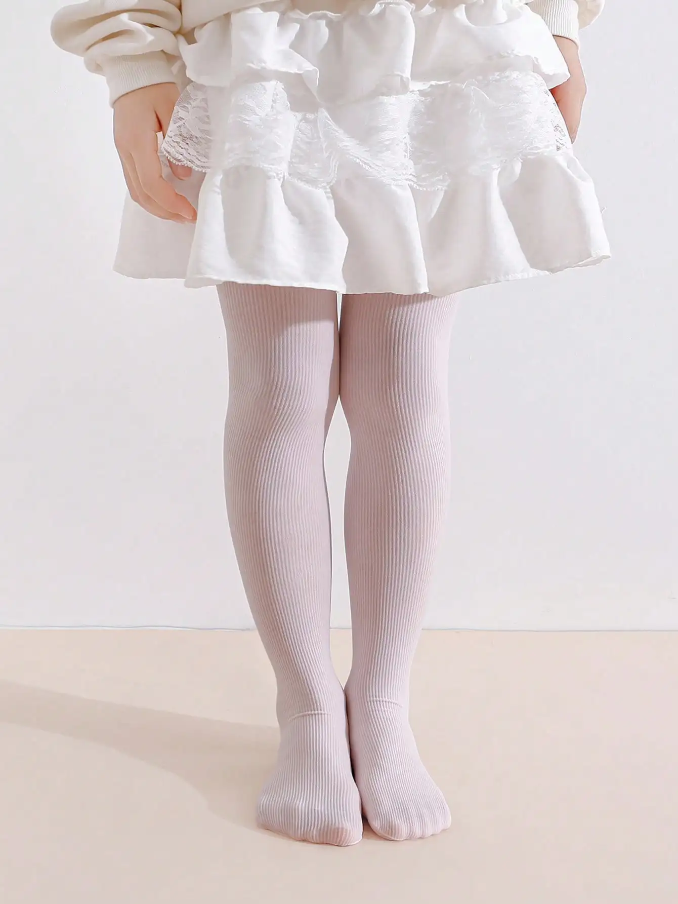 5Pairs Toddler Girls Vertical Ribbed Tights Solid Breathable Elastic Pantyhose School Uniform Party Daily Outfits for Kids 0-14Y