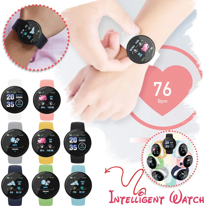 Montre intelligente étanche pour enfants, montre intelligente Bluetooth, tracker d'activité, montre-bracelet, document macaron, hommes, femmes