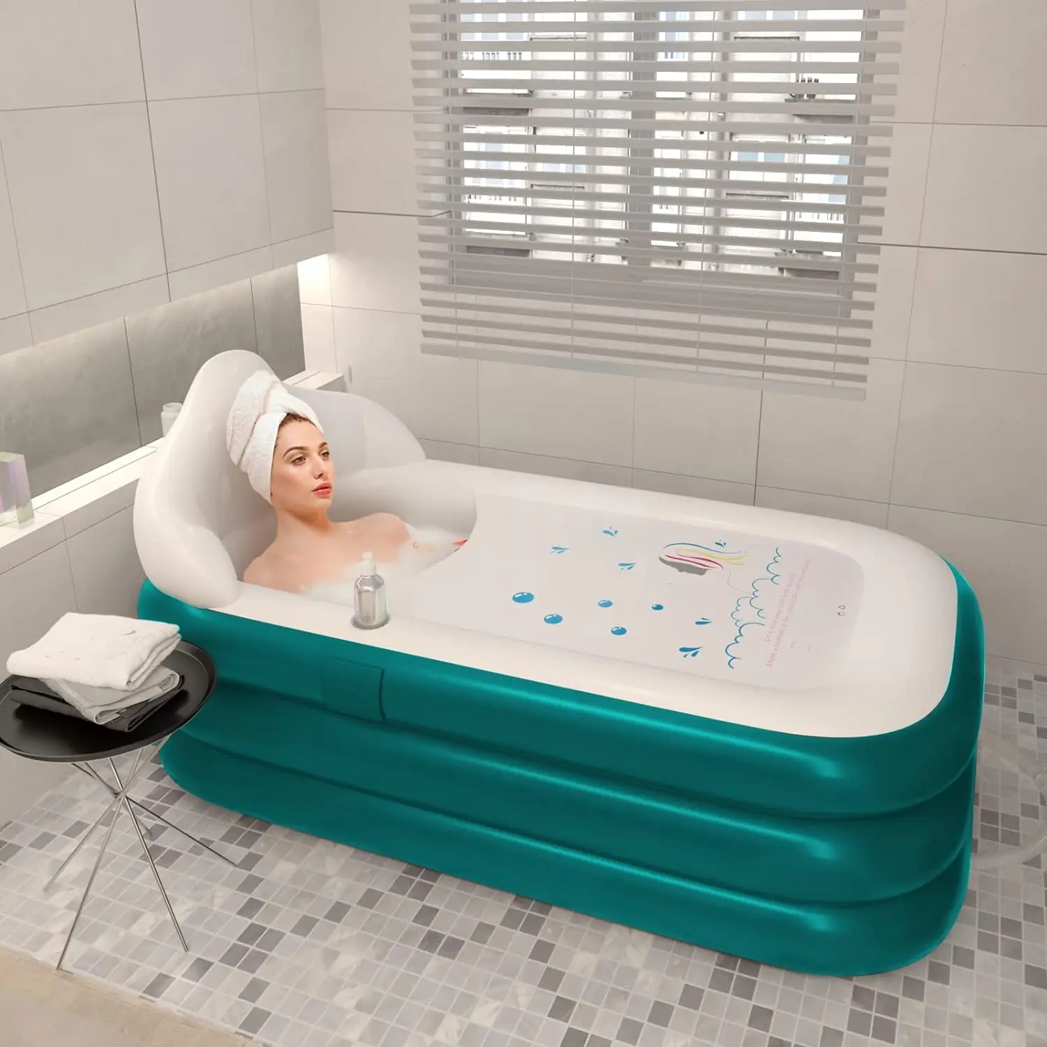 Inflatable Bathtub Foldable Bathtub Portable with Bath Pillow Cold Plunge Tub Ideal For Bathtub Spa