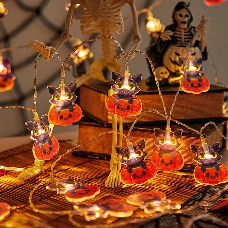 1.5m 10led Halloween String Lights Witch Bat Pumpkin Zasilana bateryjnie lampa nastrojowa Halloween Dekoracja do domu Świąteczna lampa