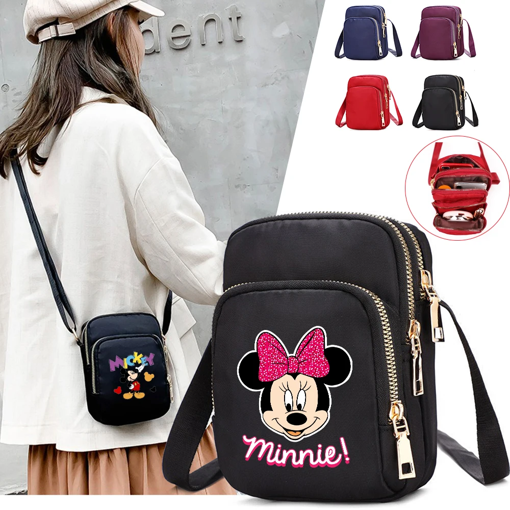 

Mickey Minnie Mouse Women Shoulder Bags Cell Phone Purse Crossbody Shoulder Strap Handbag Female Girls Bags Teenagers Bag Gift