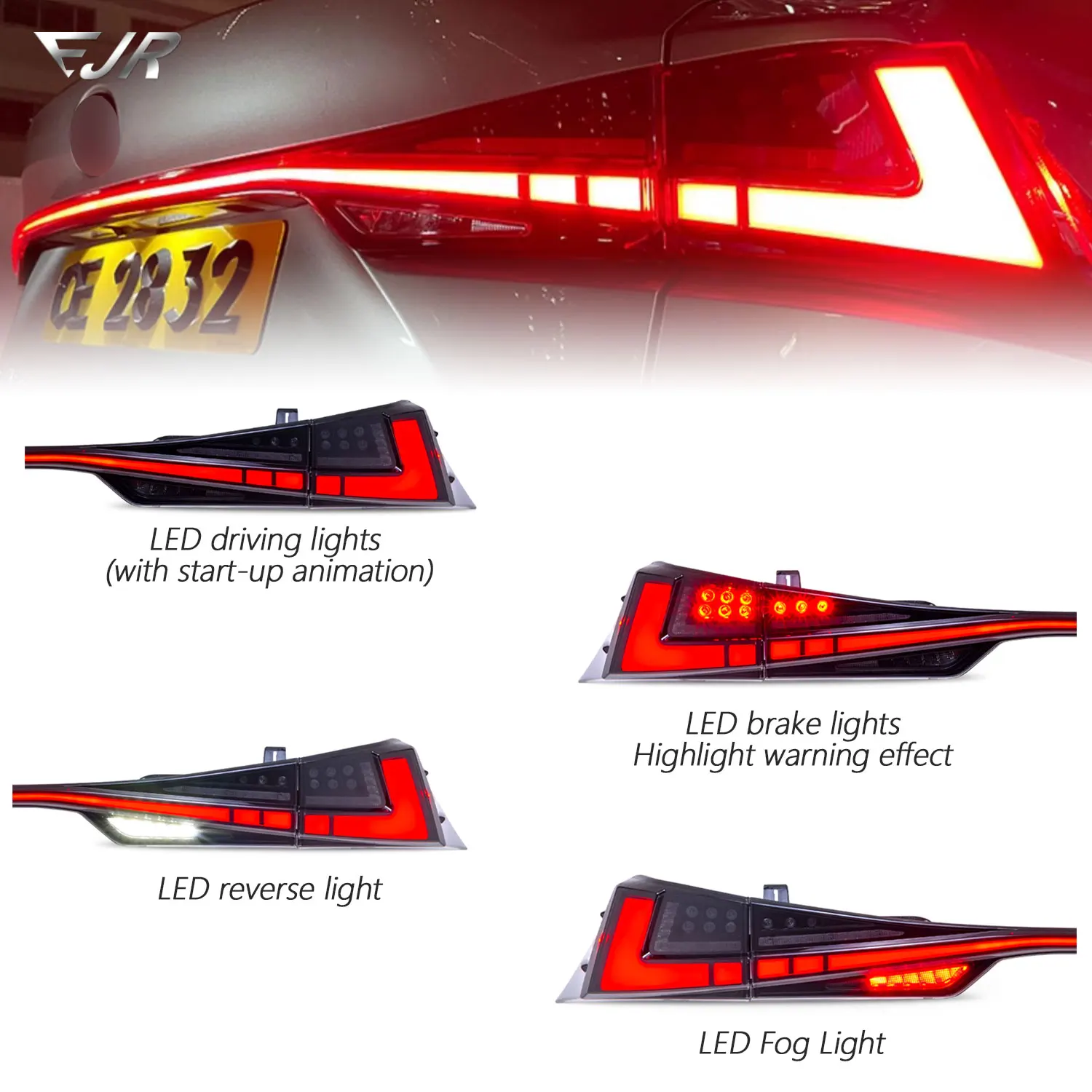 For Lexus IS 2013-2022 LED Through Taillight Trunk IS250 IS200t IS300 IS350 IS350 Start-up Dynamic Turn Signal Rear Tail Lights