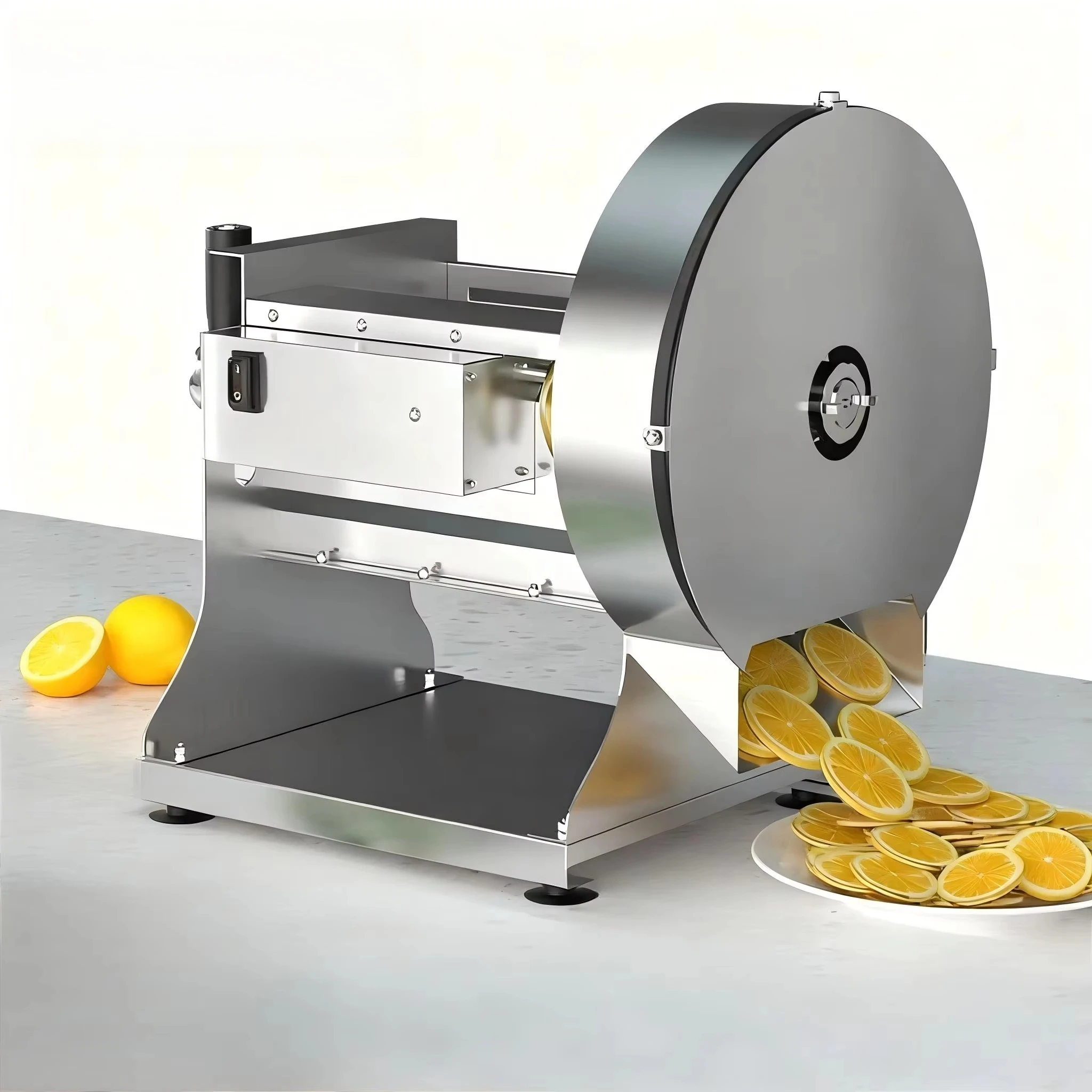 

Commercial Electric Automatic Stainless Steel Vegetable Cutter for Fruits Vegetables-Onion Potato Lemon Coconut Chips Slicer