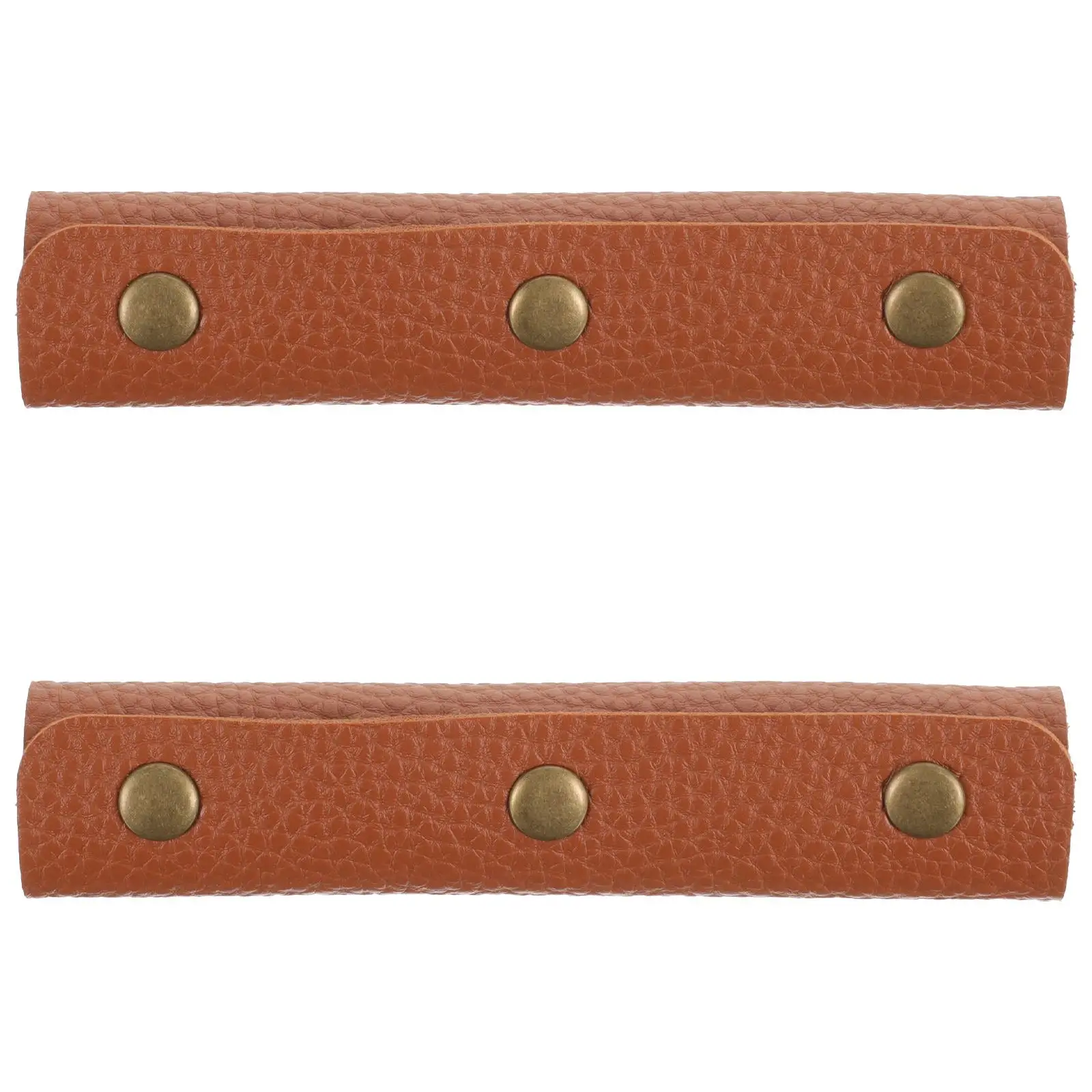 

2 Pcs Luggage H le Wraps PU Leather Protective Case for Suitcase Deep Brown Metal Practical Storage