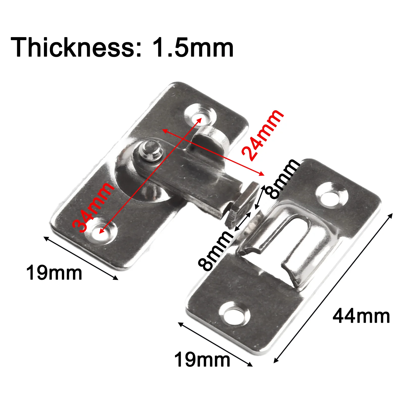 

1pc Door Lock With 4Screw 90 Degree Barn Door Latch Bolt Hook Latch Drawers Cabinet Locks Right-Angle Sliding Gate Lock Hardware