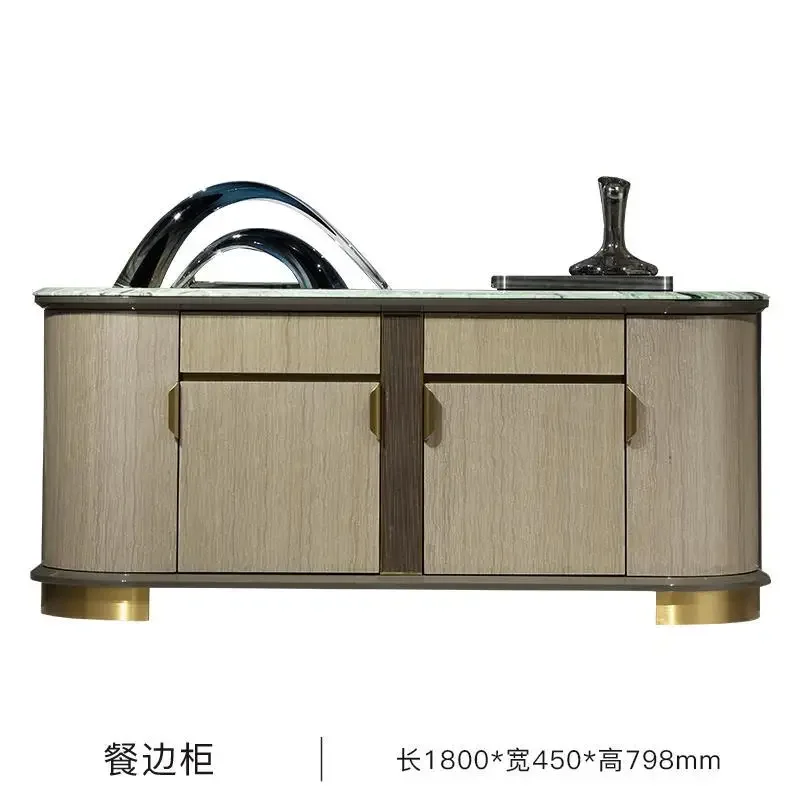 High-end furniture model room large-sized Italian light luxury marble dining side cabinet storage storage decorative porch