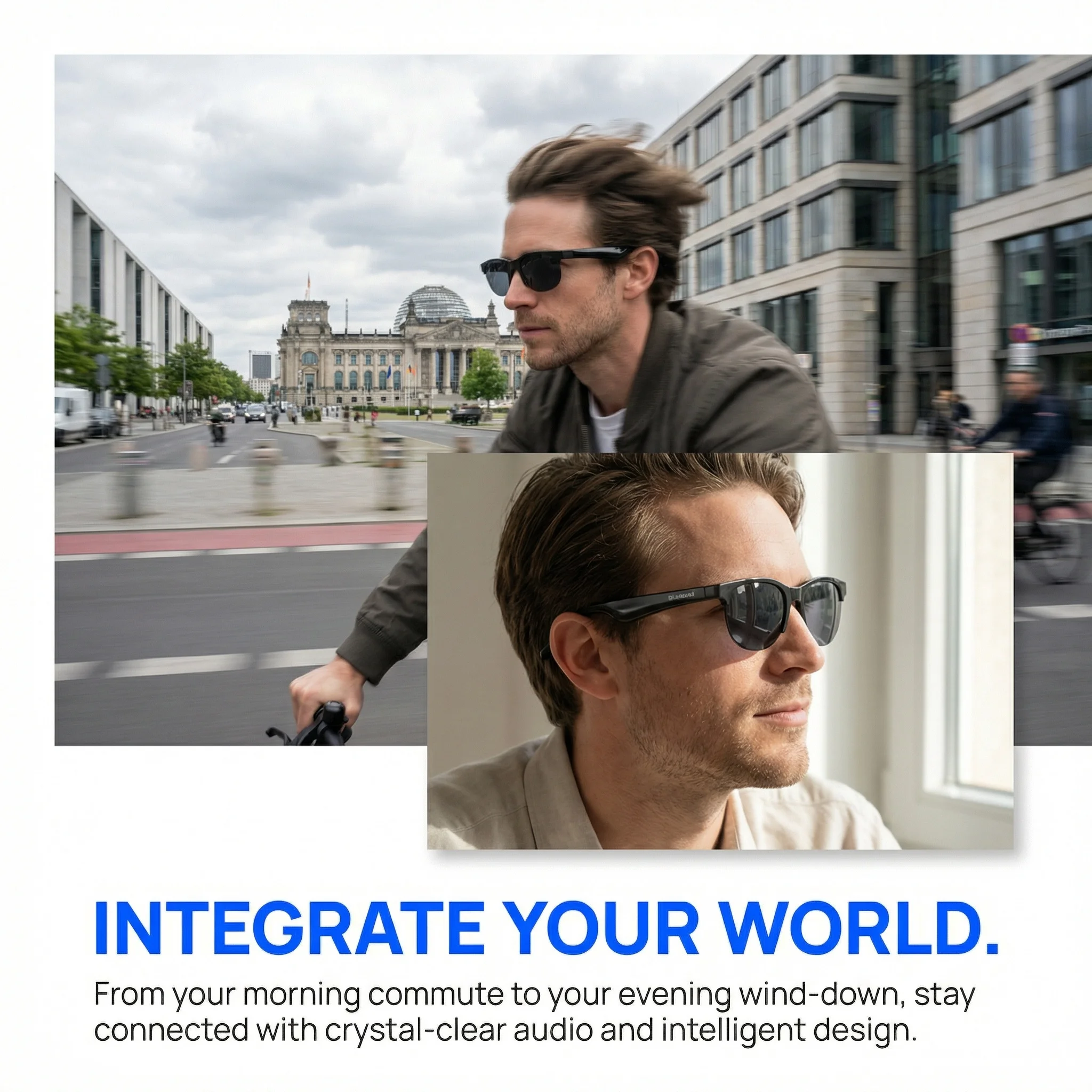 Bluetooth smart wireless glasses, multi-functional, for listening to music, making phone calls, sports, and driving